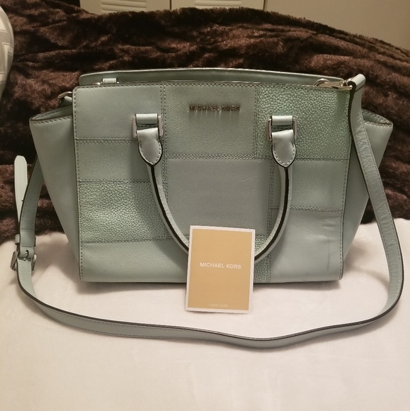 MICHAEL Michael Kors Handbags - Michael Kors Sky Blue Medium Leather Handbag